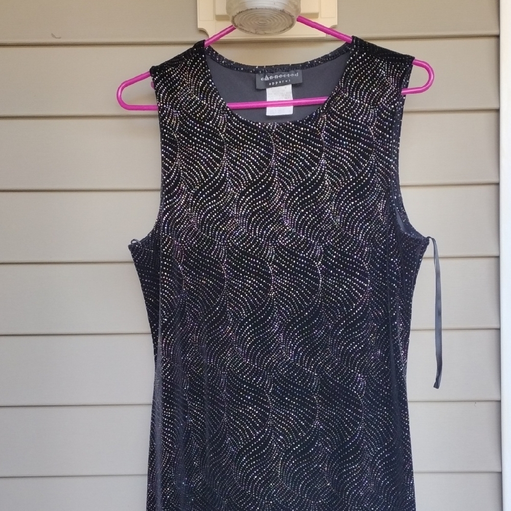 Connected Apparel Black and Silver Sleeveless Dress